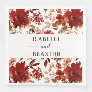 Serviette En Papier Beauté Rustique Floral encadré Automne Monogramme