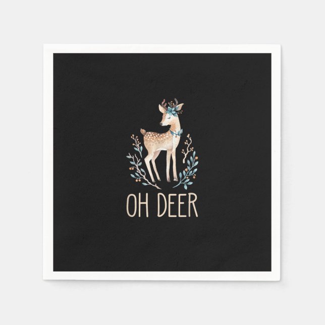 Serviette En Papier Beautiful Funny Deer Oh Deer Modern Design  (Devant)