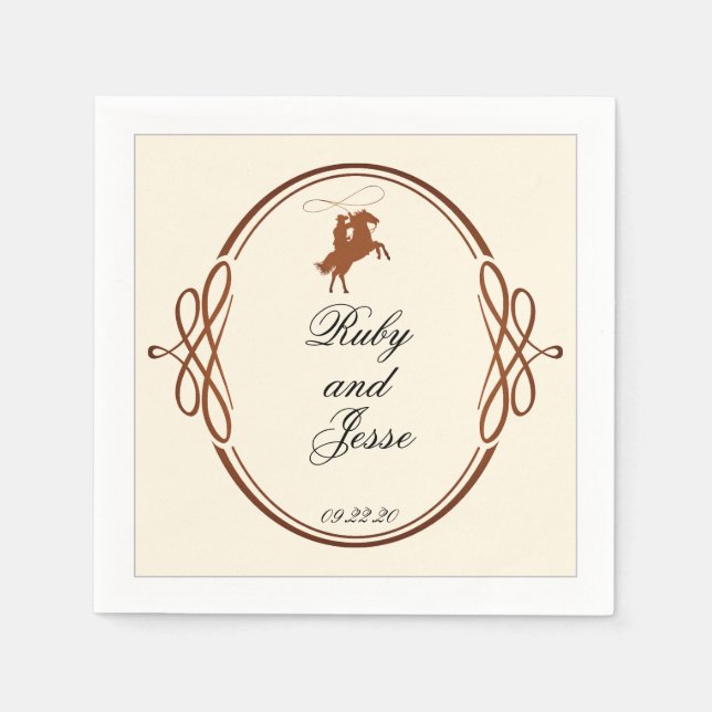 Serviette En Papier Beauty Western Dark Mariage Brown (Devant)