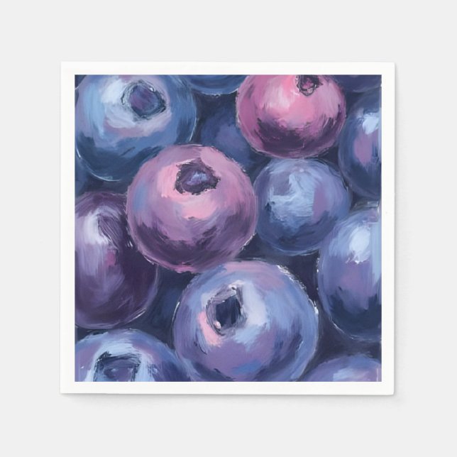 Serviette En Papier Beaux bleuets | Peinture de fruits (Devant)