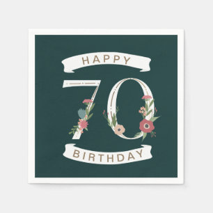 Serviette En Papier Beaux chiffres floraux 70e anniversaire