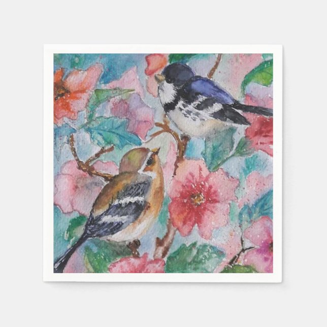 Serviette En Papier Beaux oiseaux nappes printemps (Devant)
