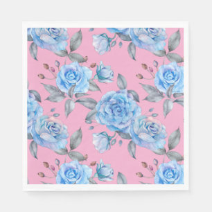 Serviette En Papier Beaux roses bleus, arrière - plan rose pastel,
