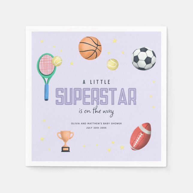 Serviette En Papier Beaux Sports Superstar Baby shower filles (Devant)