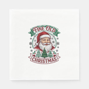 Serviette En Papier Beaux Vieux Noël Père Noël Arbres Flocons de neige