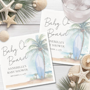 Serviette En Papier Bébé à Bord Fête Prénatale sur la Plage