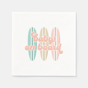 Serviette En Papier Bébé à bord Surfboard Baby shower de plage