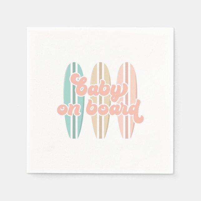 Serviette En Papier Bébé à bord Surfboard Baby shower de plage (Devant)