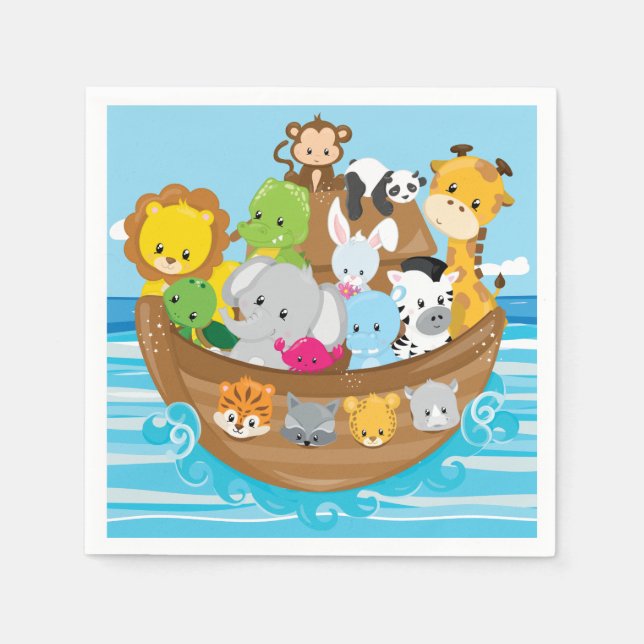 Serviette En Papier Bébé Animaux | Arche de Noé (Devant)