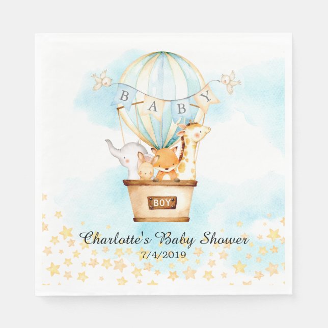 Serviette En Papier Bébé Animaux Chaud Air Balloon Douche Papier servi (Devant)