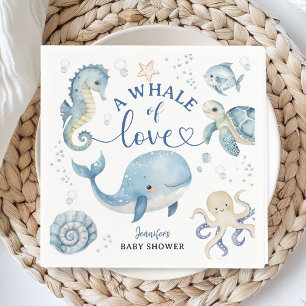 Serviette En Papier Bébé Baleine Fête de Naissance Garçon Papier Bleu 