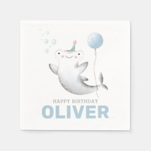 Serviette En Papier Bébé Balloon de requin Enfant's Birthday Napkin