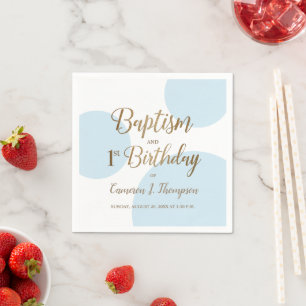 Serviette En Papier Bébé Bébé Baptême Bleu Or 1er anniversaire Personn