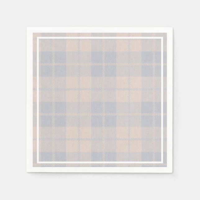 Serviette En Papier Bébé Bleu Buffalo Plaid Burlap serviettes (Devant)