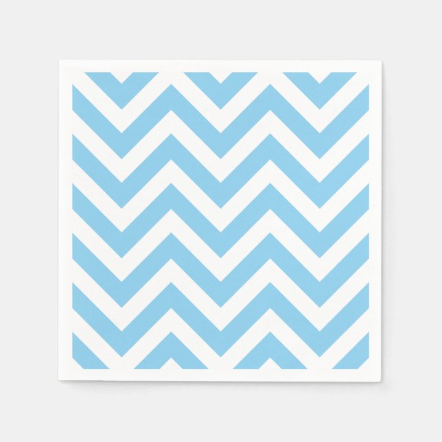Serviette En Papier Bébé Bleu et Blanc Grand Chevron Grille Papier (Devant)