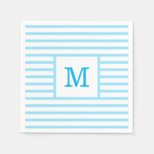 Serviette En Papier Bébé Bleu et Blancs Monogramme personnalisé