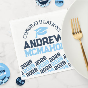 Serviette En Papier Bébé bleu marine Personnalisé Graduation Party Pap
