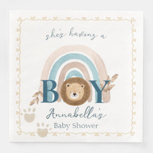 Serviette En Papier Bébé Boho mignon Lion Lion Pawprints