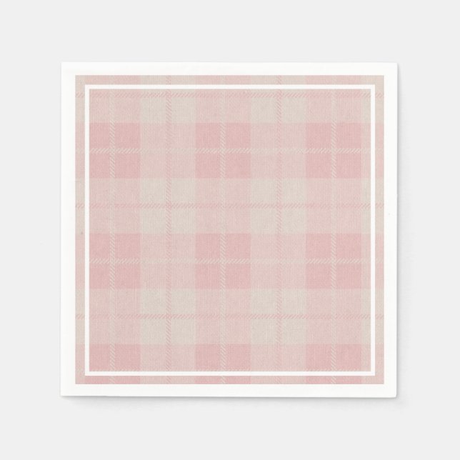 Serviette En Papier Bébé Buffle rose Plaid Burlap (Devant)