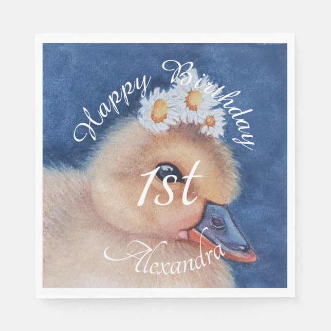 Serviette En Papier Bébé canard Joyeux anniversaire (Devant)