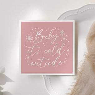 Serviette En Papier Bébé C'est froid dehors Baby shower de flocon rose