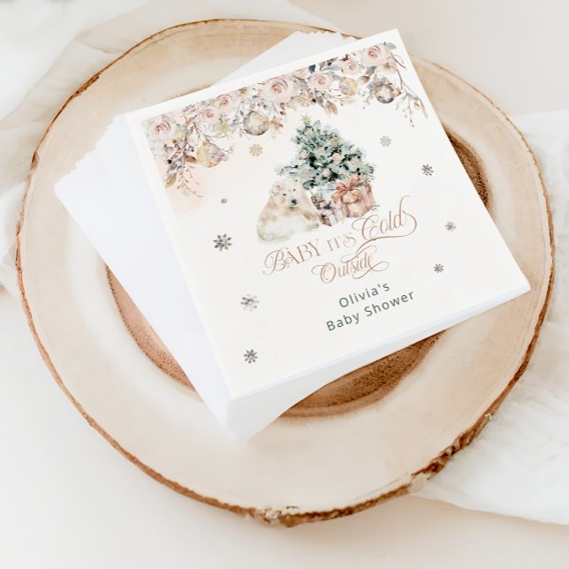 Serviette En Papier Bébé c'est froid dehors Baby shower d'ours fille r (Créateur téléchargé)