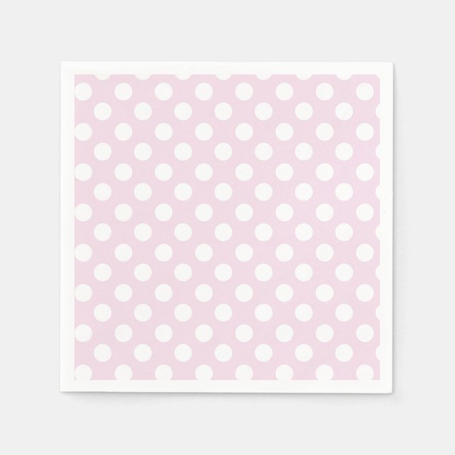 Serviette En Papier Bébé clair rose et blanc Pois fête d'anniversaire (Devant)