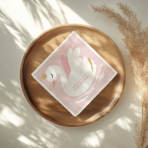 Serviette En Papier Bébé cygne shower féminin rose aqua mignon élégant