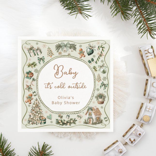 Serviette En Papier Bébé d'hiver Il fait froid dehors Baby shower (Créateur téléchargé)