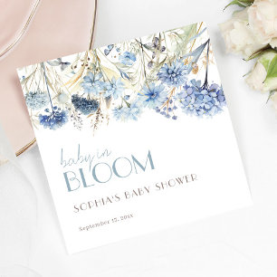 Serviette En Papier Bébé DUSTY en Fleur Bleu Beige Baby shower élégant