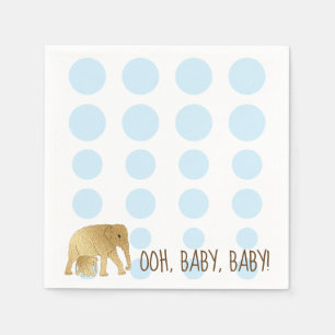 Serviette En Papier Bébé Eléphant Or Bleu