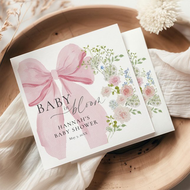 Serviette En Papier Bébé en Baby shower de la cou rose en fleur (Créateur téléchargé)