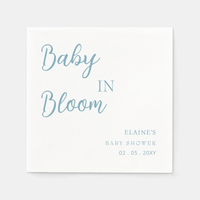 Serviette En Papier Bébé en Baby shower garçon bleu fleur (Devant)