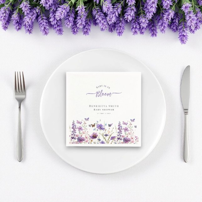Serviette En Papier Bébé en fleur baby shower d'aquarelle moderne (for full collection visit willow spring studio baby in bloom wildfower suite)