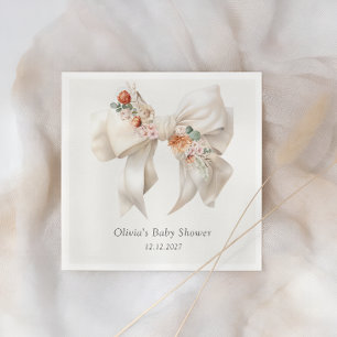 Serviette En Papier Bébé en Fleur Baby shower floral neutre