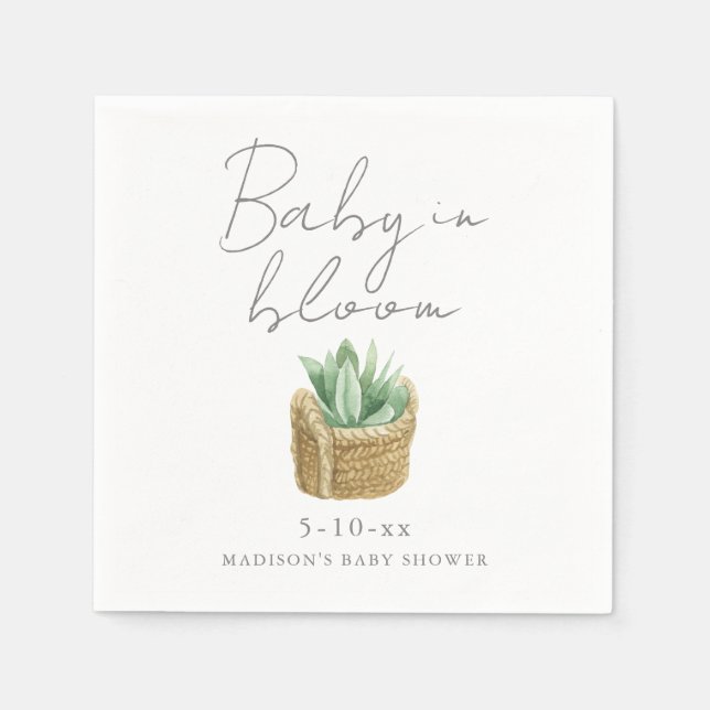 Serviette En Papier Bébé en fleur Baby shower Succulent simple (Devant)