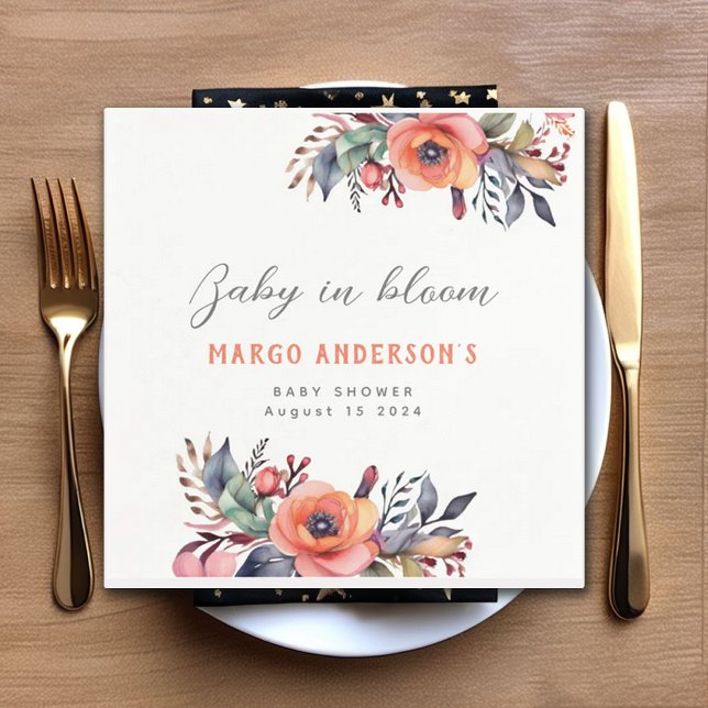 Serviette En Papier Bébé en Fleur Cute Peach Garden Rustique (Créateur téléchargé)