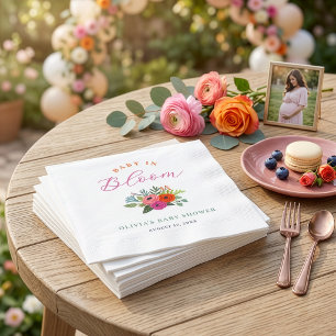 Serviette En Papier Bébé en Fleur Fête de Naissance Florale Lumineuse