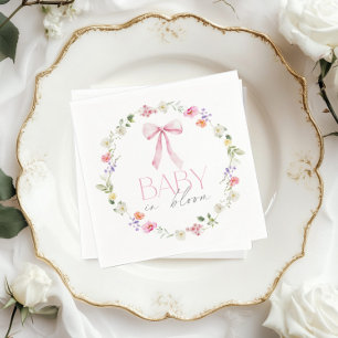 Serviette En Papier Bébé en Fleur Pink Bow Fleur sauvage Baby shower