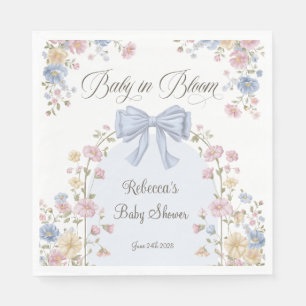 Serviette En Papier Bébé en fleurs Baby Shower Pastel Fleurs Sauvages