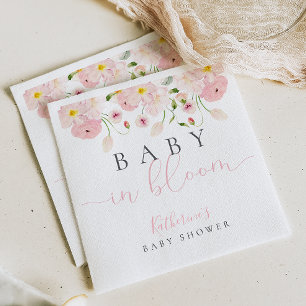 Serviette En Papier Bébé en fleurs Baby Shower rose