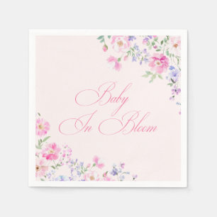 Serviette En Papier Bébé en fleurs Baby Shower Rose pastel