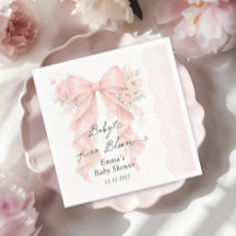 Bébé en fleurs rose noeud fille Baby Shower