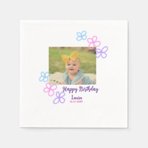 Serviette En Papier Bébé enfants 1er anniversaire ajouter le nom date 