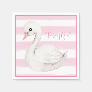 Serviette En Papier Bébé fille Swan fille Baby shower de script rose