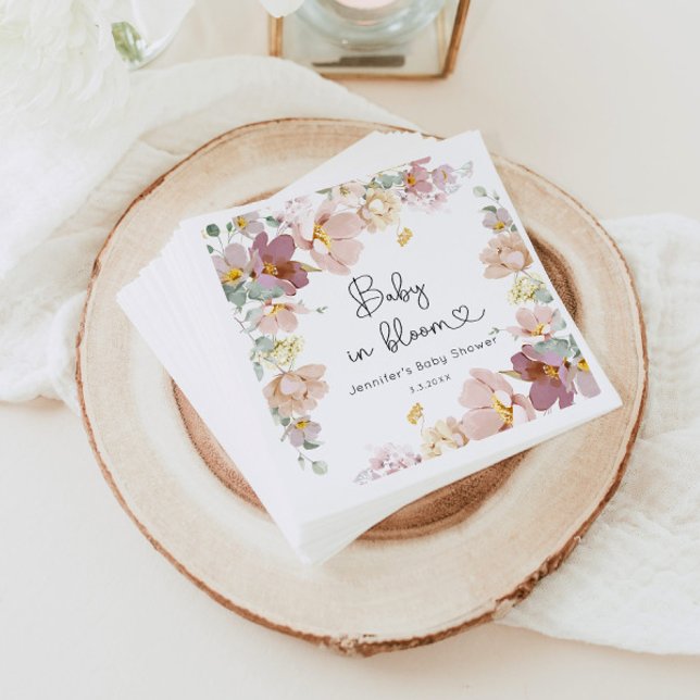 Serviette En Papier bébé fleur sauvage en fleur baby shower serviettes (Créateur téléchargé)