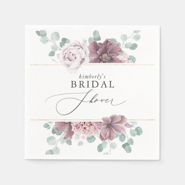 Serviette En Papier Bébé floral mauve / Fête des mariées (Devant)