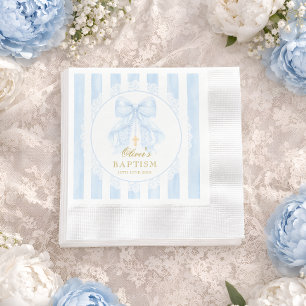 Serviette En Papier Bébé Garçon Arc-en-ciel Bleu Baptême