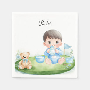 Serviette En Papier Bébé garçon de golf sur green de putting