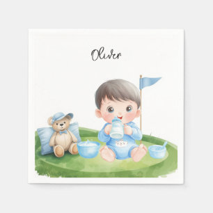 Serviette En Papier Bébé garçon de golf sur green de putting 